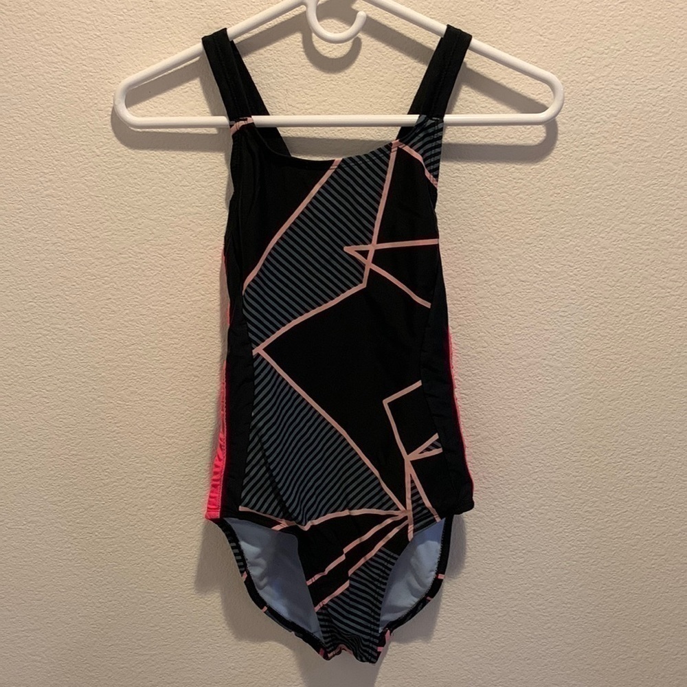 Champion Womens one piece swim suit. Fully lined. Size XS (0-2).Gray, black&pink